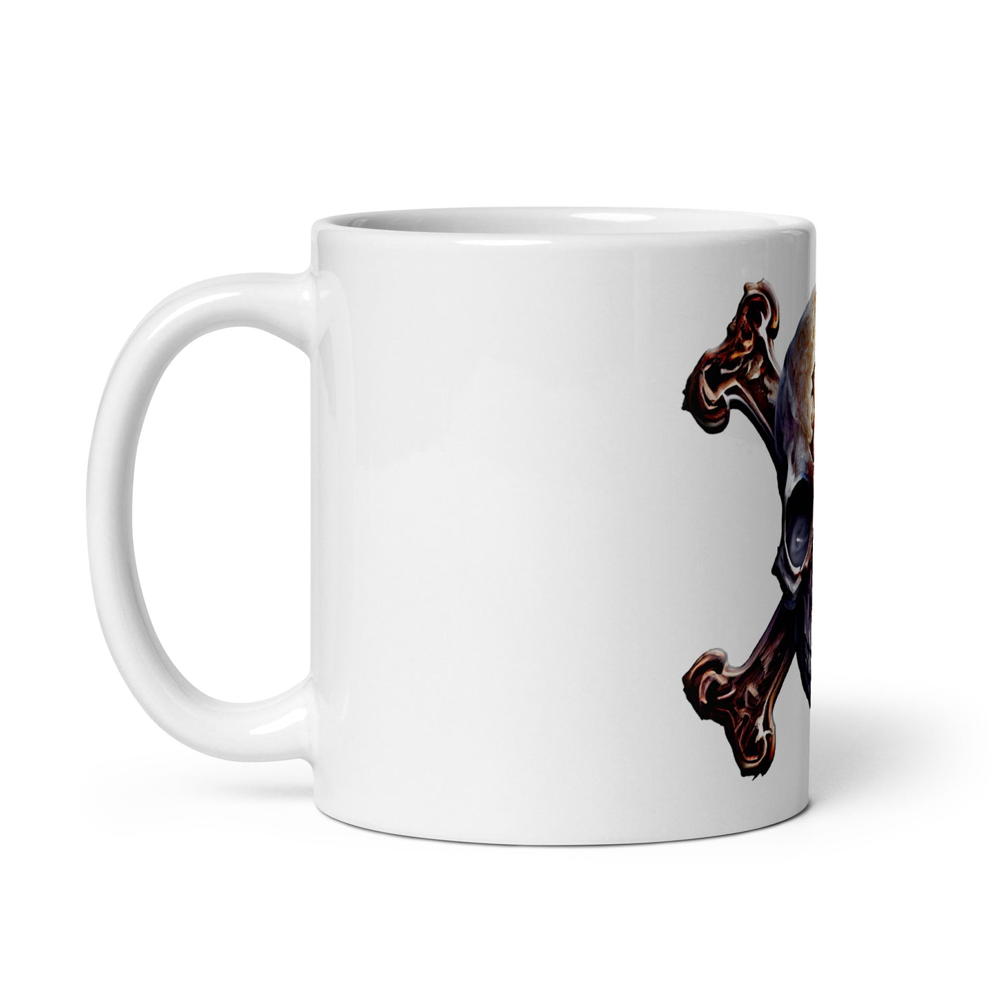 Weiße, glänzende Tasse - Totenkopf-Skull