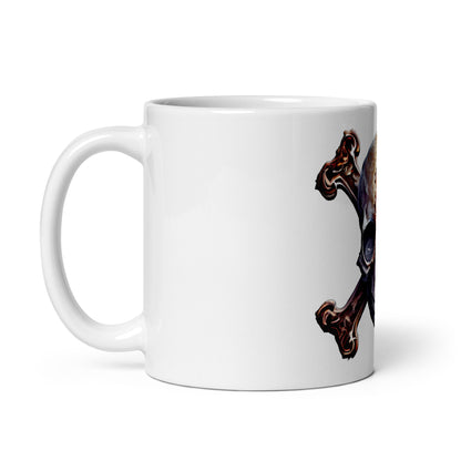 Weiße, glänzende Tasse - Totenkopf-Skull