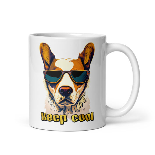 Weiße, glänzende Tasse - Bleib Cool