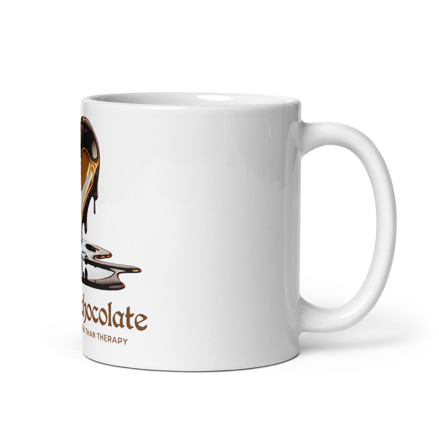 Weiße, glänzende Tasse - Schoko-Therapie