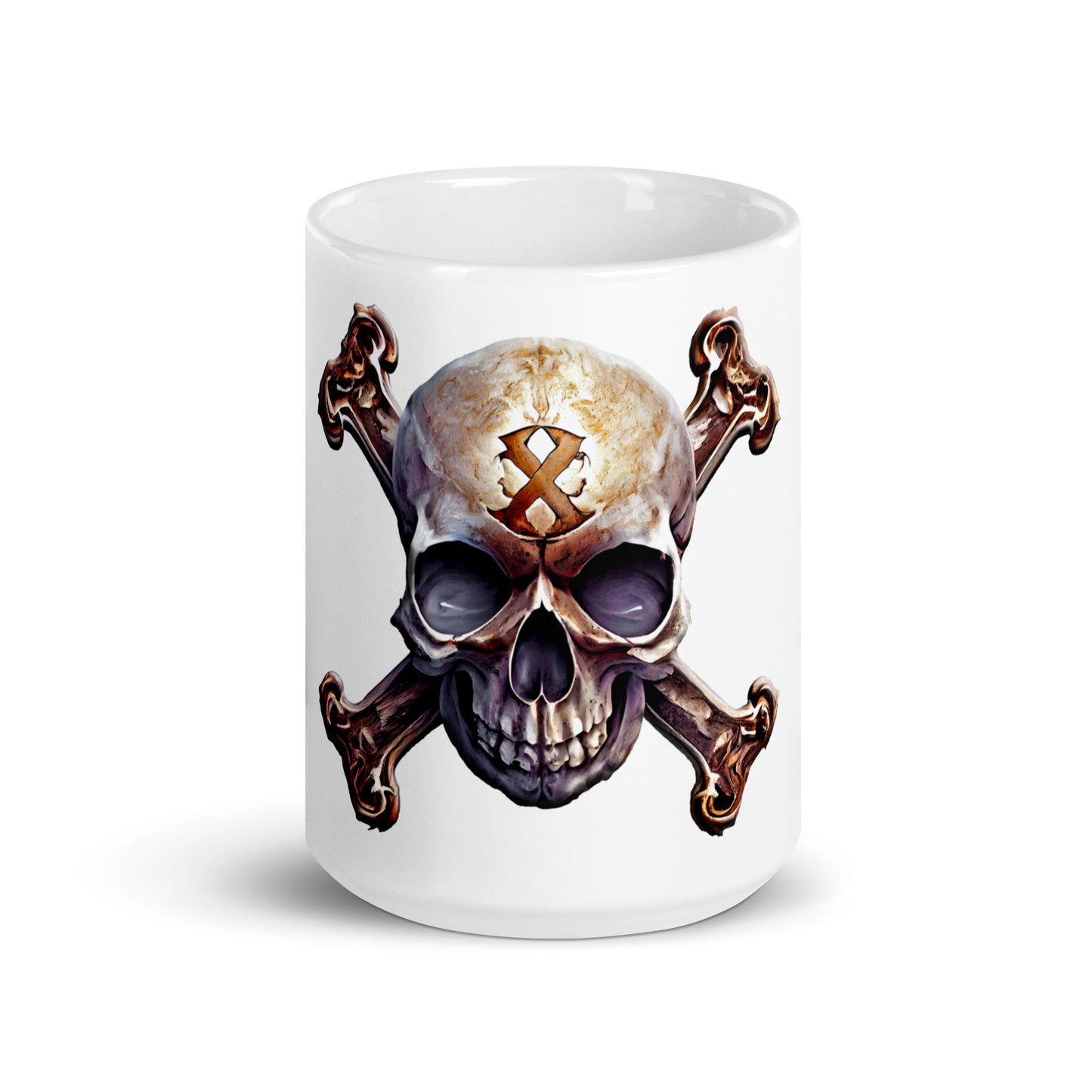 Weiße, glänzende Tasse - Totenkopf-Skull