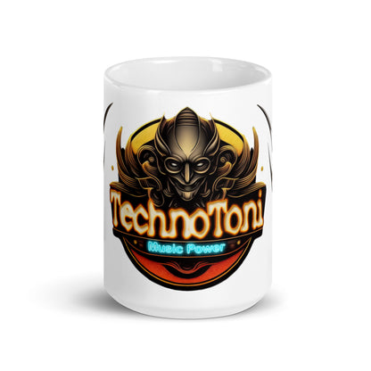 Weiße, glänzende Tasse - Techno Toni