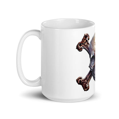 Weiße, glänzende Tasse - Totenkopf-Skull