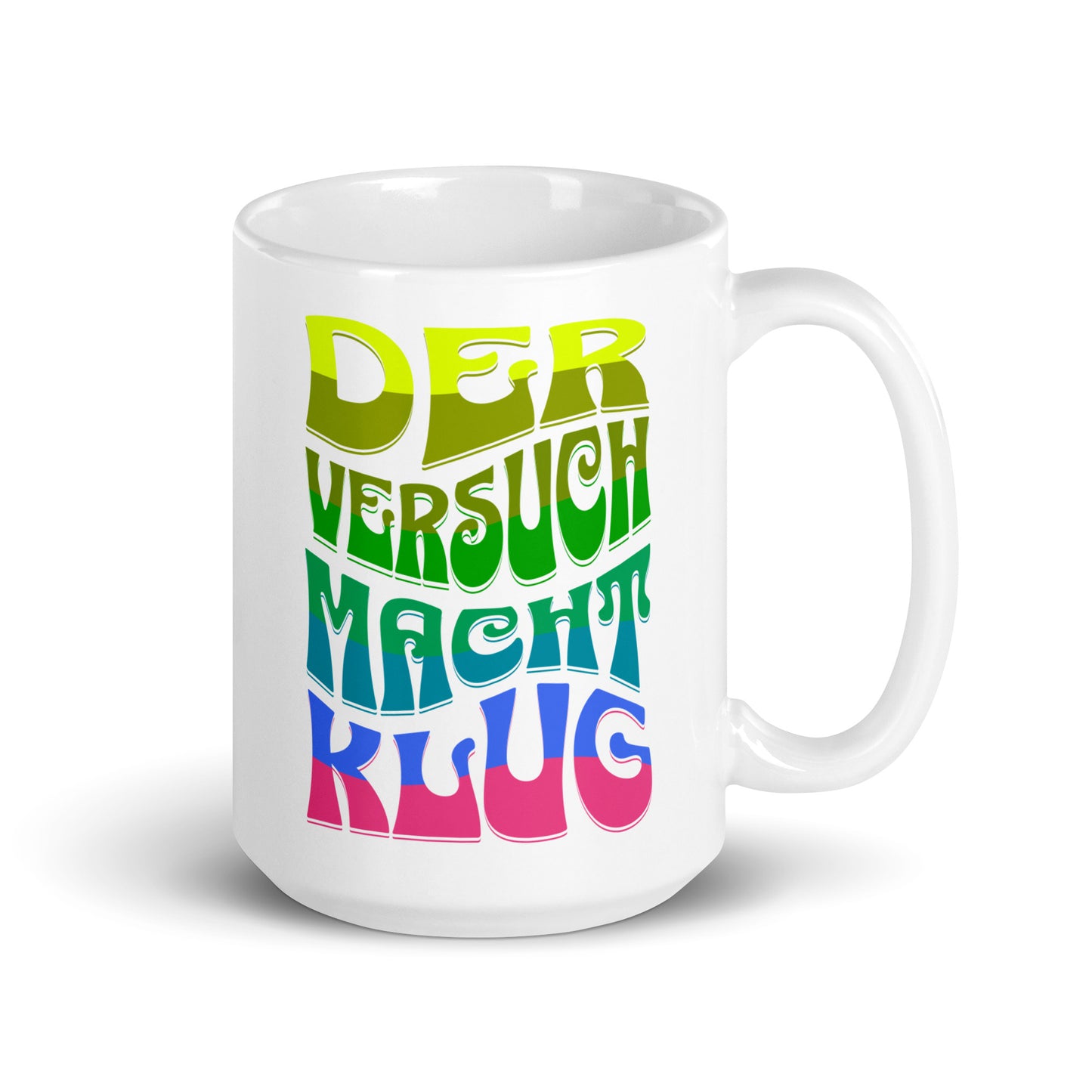 Weiße, glänzende Tasse - Der Versuch