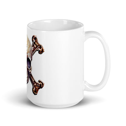 Weiße, glänzende Tasse - Totenkopf-Skull