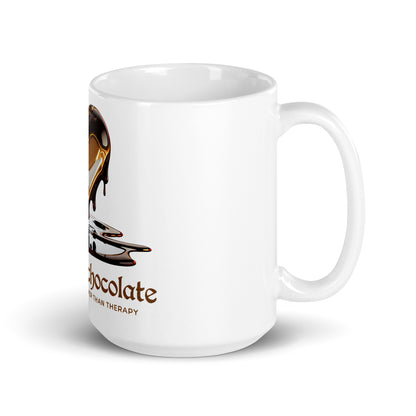 Weiße, glänzende Tasse - Schoko-Therapie