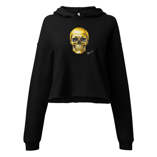 Crop-Hoodie - golden Skull